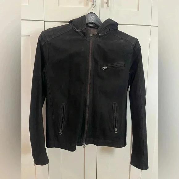 Donte Leather Shop Florence Italy  Suede Hooded Jacket large - Picture 1 of 7
